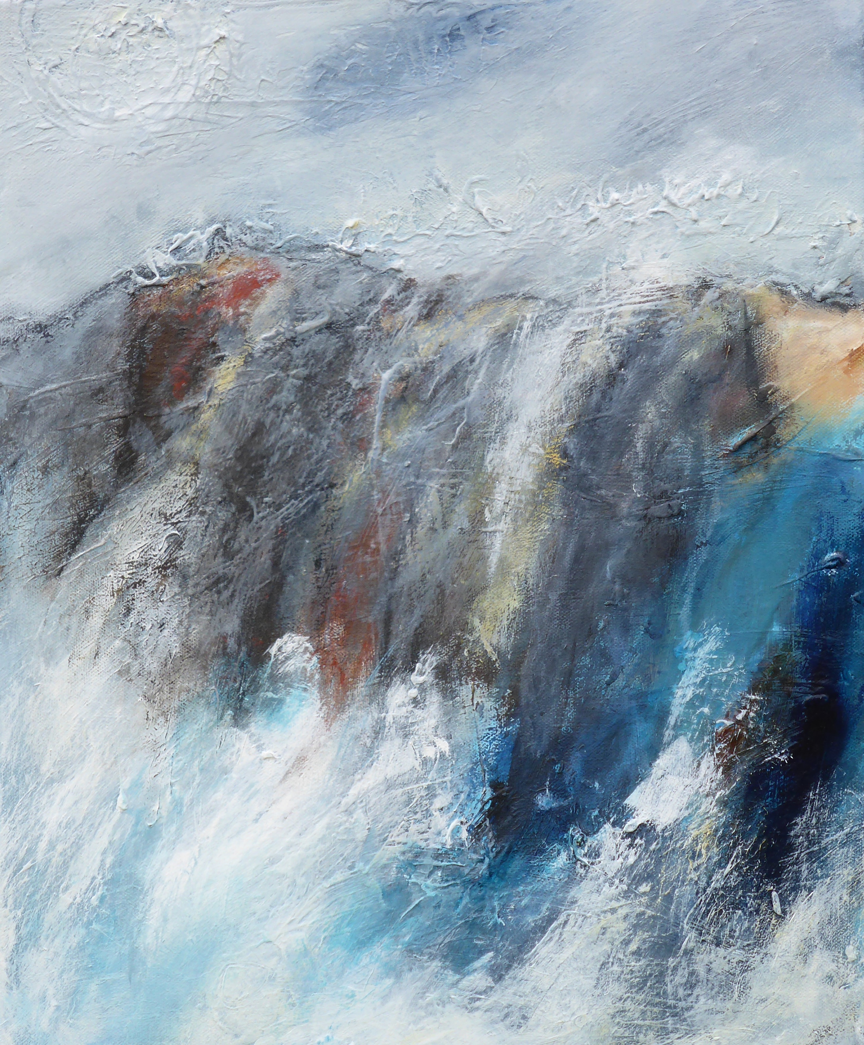 Penwith Cliffs i, Mixed Media on Canvas, 50 x 40cm
