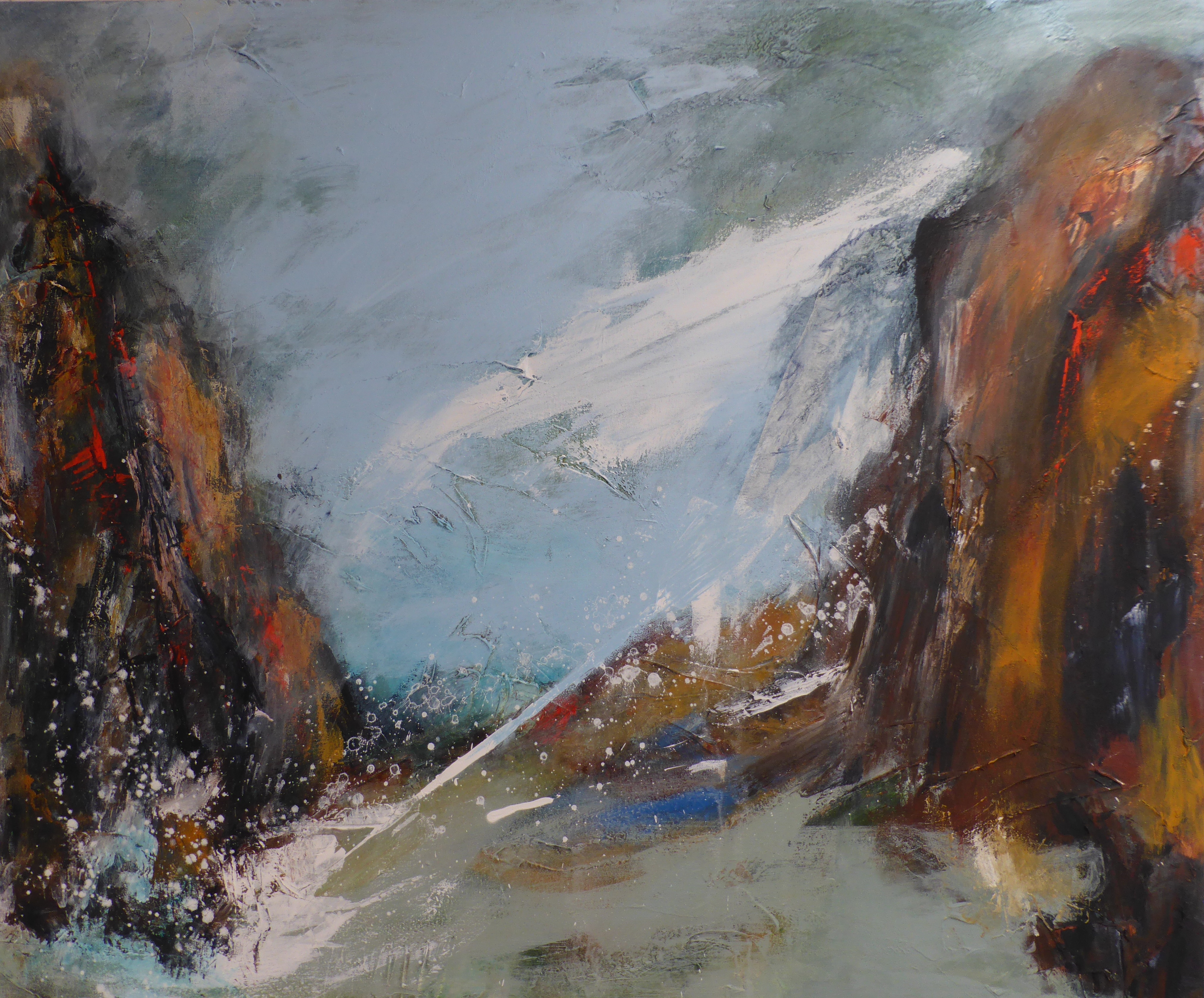 Stormy Porthgwarra - Penwith, Mixed Media on Canvas, 100 x 120cm