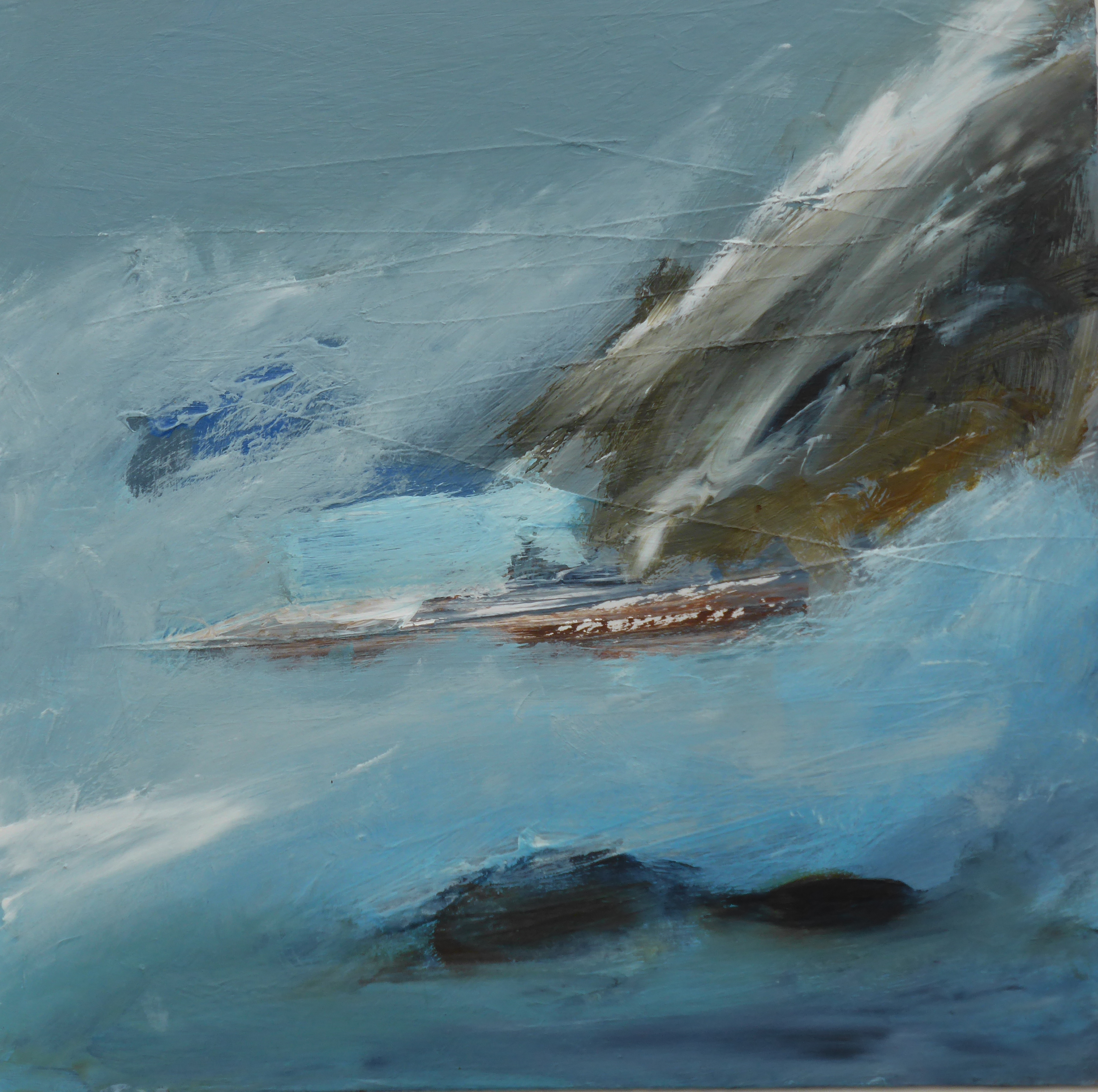 Newlyn Wave iii, Mixed Media on Board, 39 x 39cm