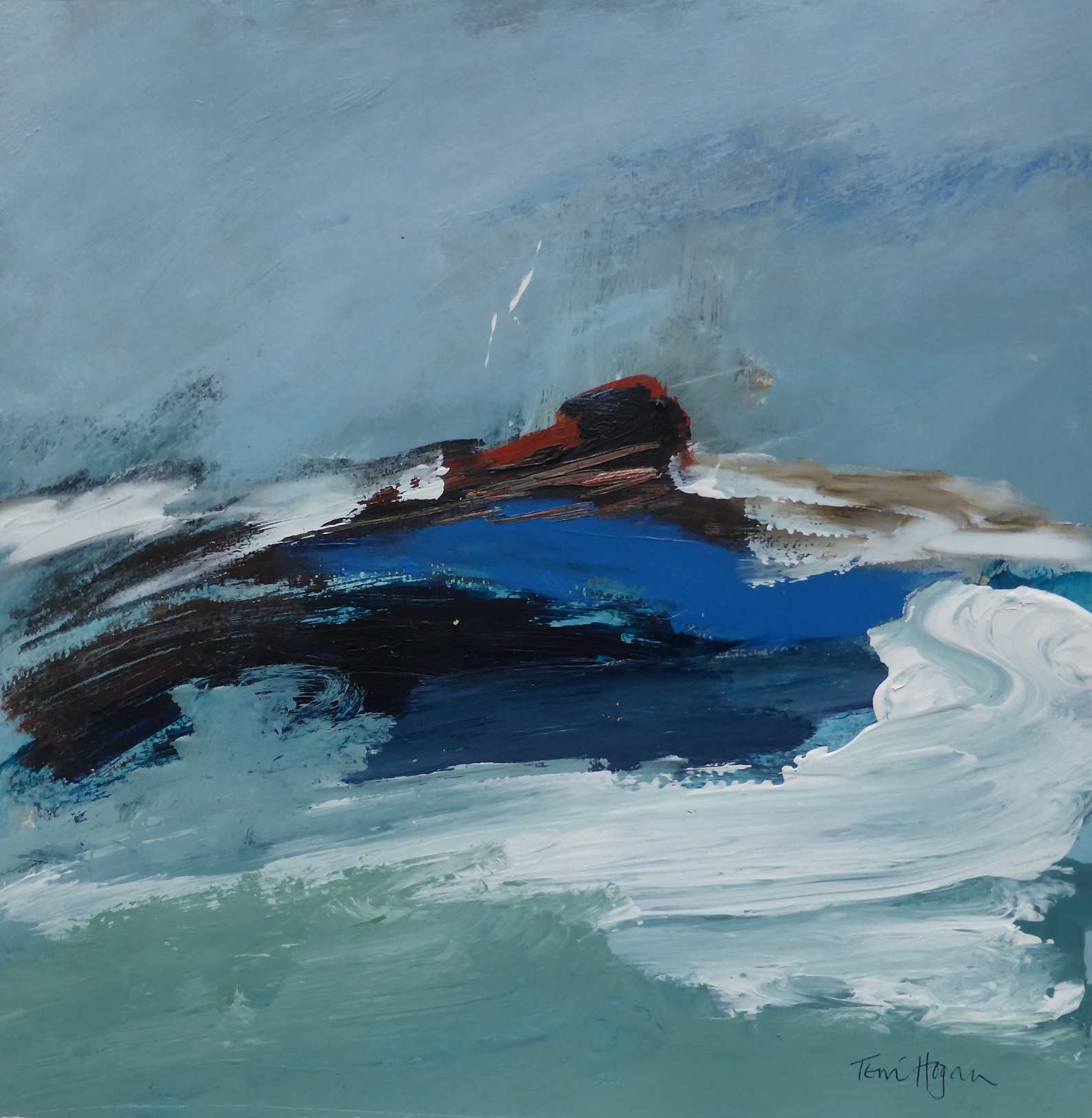 Porthcurno Swell, Mixed Media, 46 x 46cm