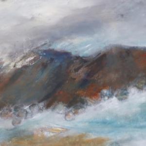 Porthcurno - Rushing Tide, Mixed Media on Paper, 61 x 69cm